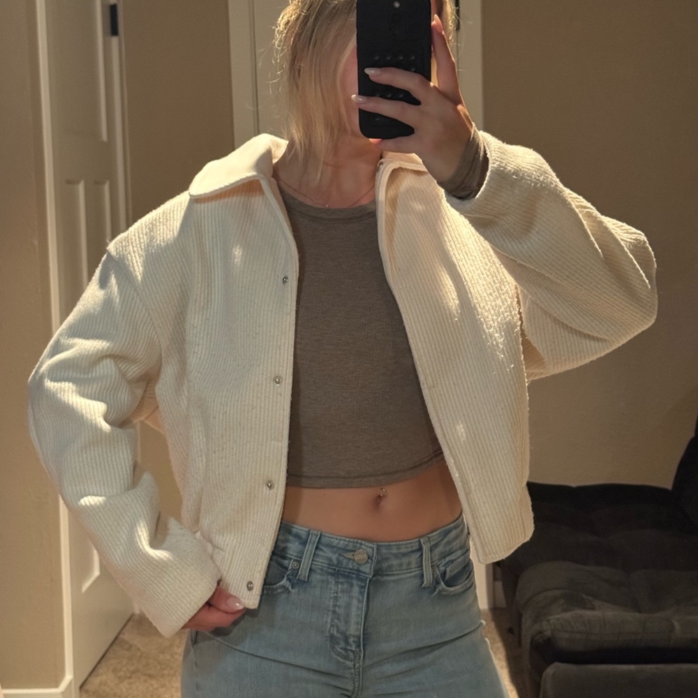 MANGO Knit Cream Jacket